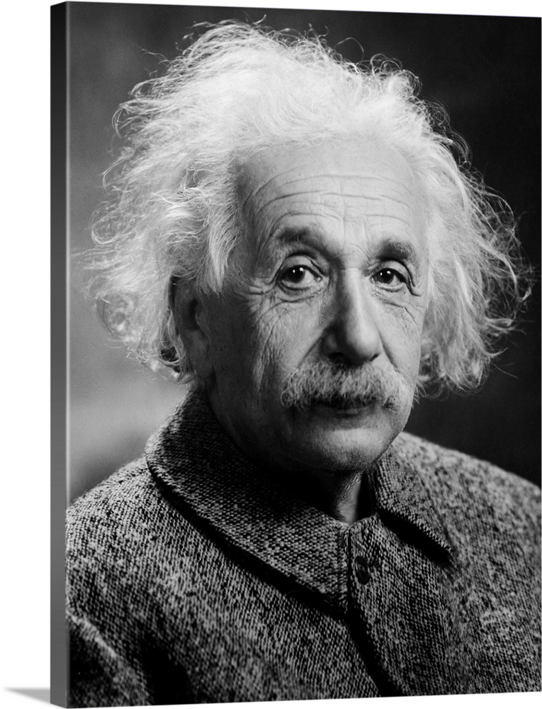Cropped photograph of Albert Einstein. Originally taken by Orren Jack Turner, Princeton, N.J. 1947.