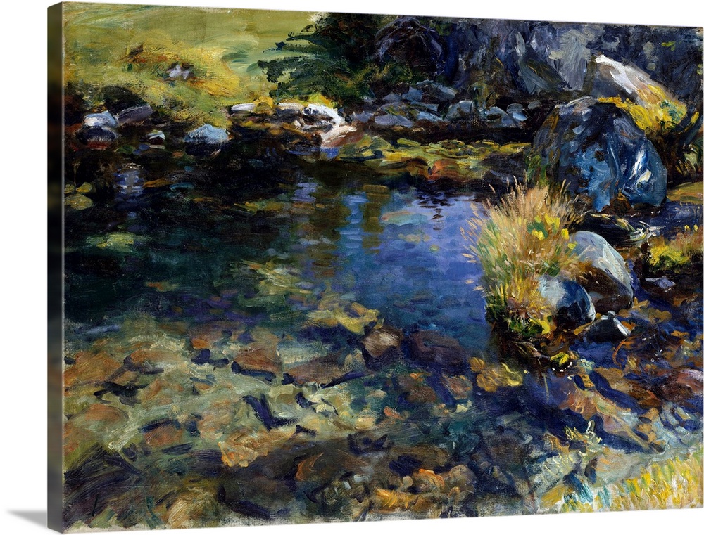 Sargent's unflagging interest in recording effects of sunlight was challenged by the motif of flowing water. Alpine Pool b...
