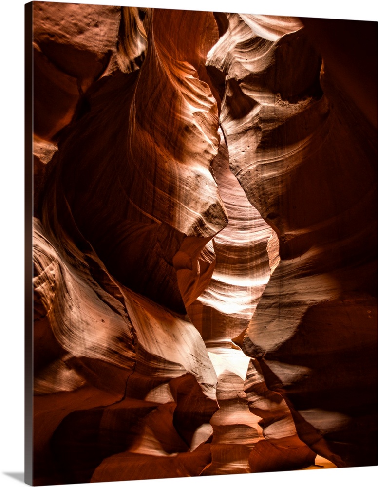 Photograph from inside of Antelope Canyon rock formation located on the Navajo Reservation in Page,  Arizona with flowing ...