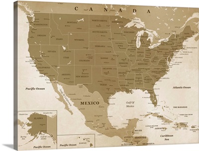 Antique Style US Map