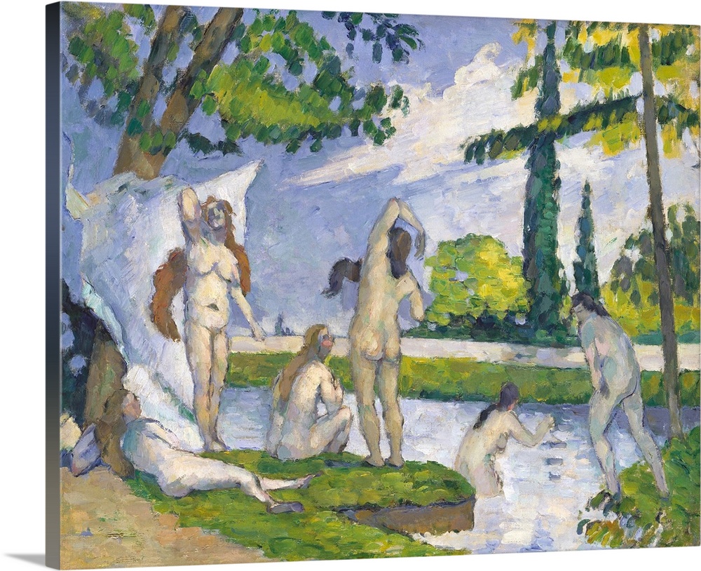 This is one of Cezanne's first paintings of bathers, a subject that engaged him for the rest of his career. Although fasci...