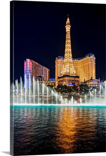 Bellagio Water Show, Eiffel Tower, Las Vegas | Great Big Canvas