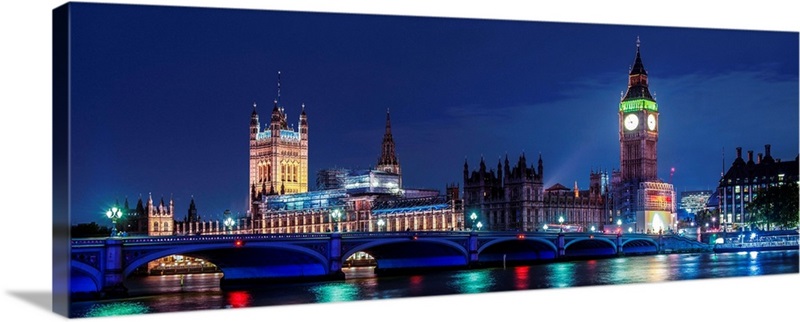 Big Ben And Victoria Tower At Night In London, England Wall Art, Canvas ...