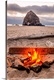 image thumbnail of Photograph of a fire on the beach with Haystack Rock in the background at Cannon Beach, Oregon.