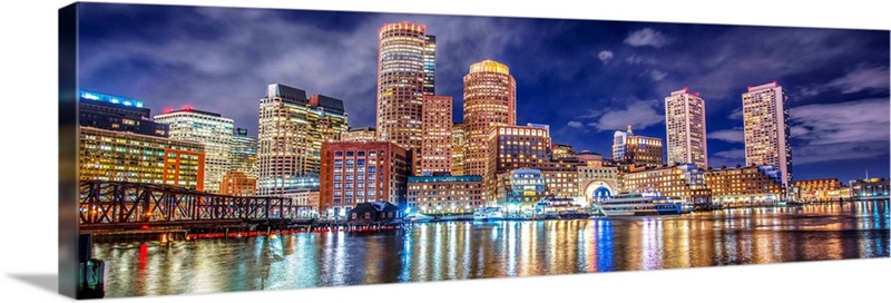 Boston City Skyline at Night | Great Big Canvas