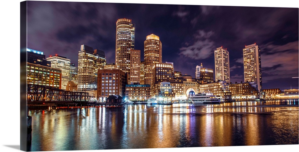 Boston City Skyline at Night