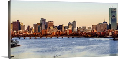 Boston City Skyline at Sunset