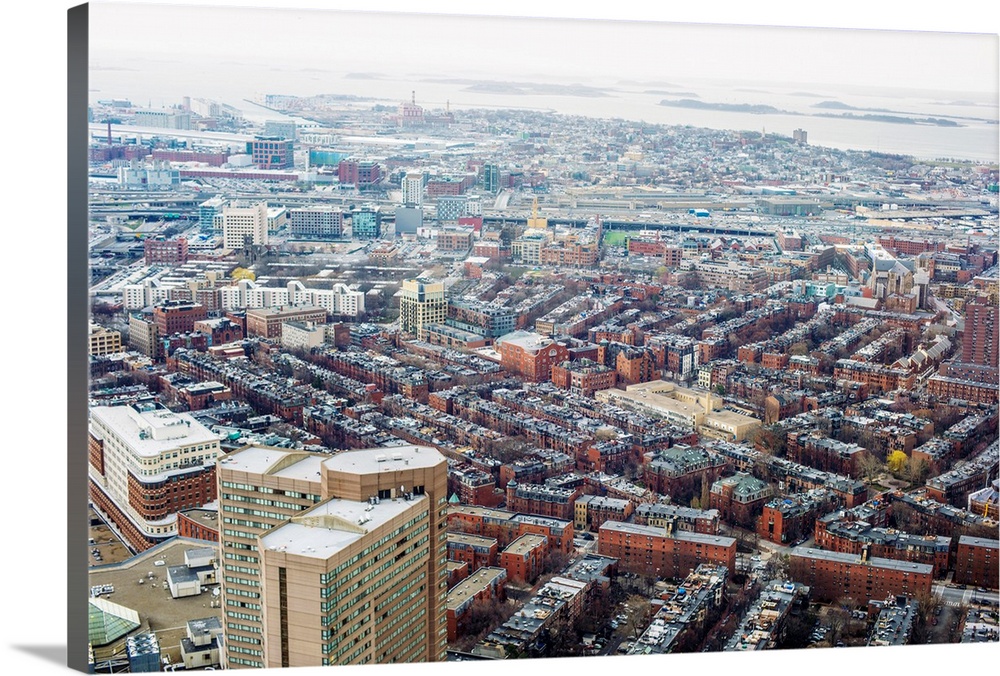 View of Boston's cityscape towards Massachusetts bay.
