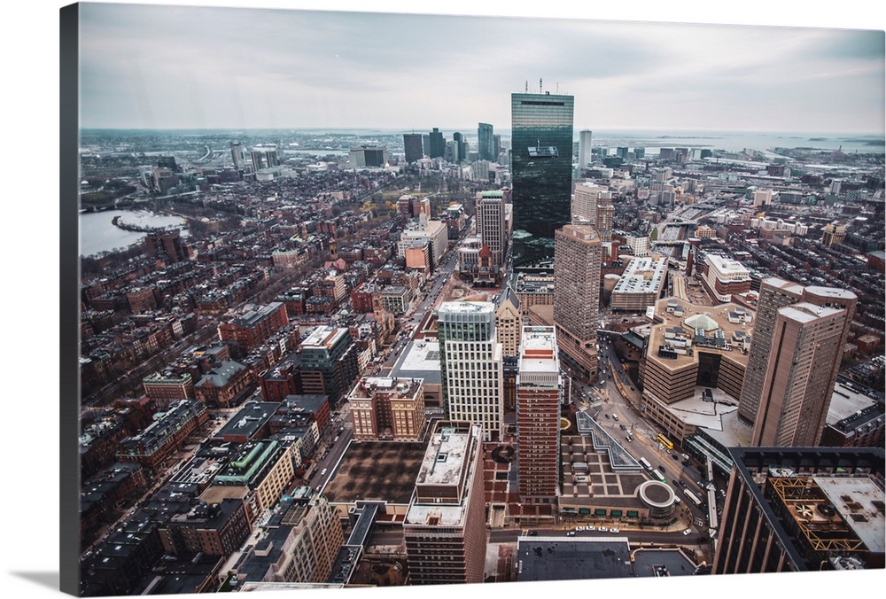 Photo of Boston cityscape featuring the John Hancock Tower.