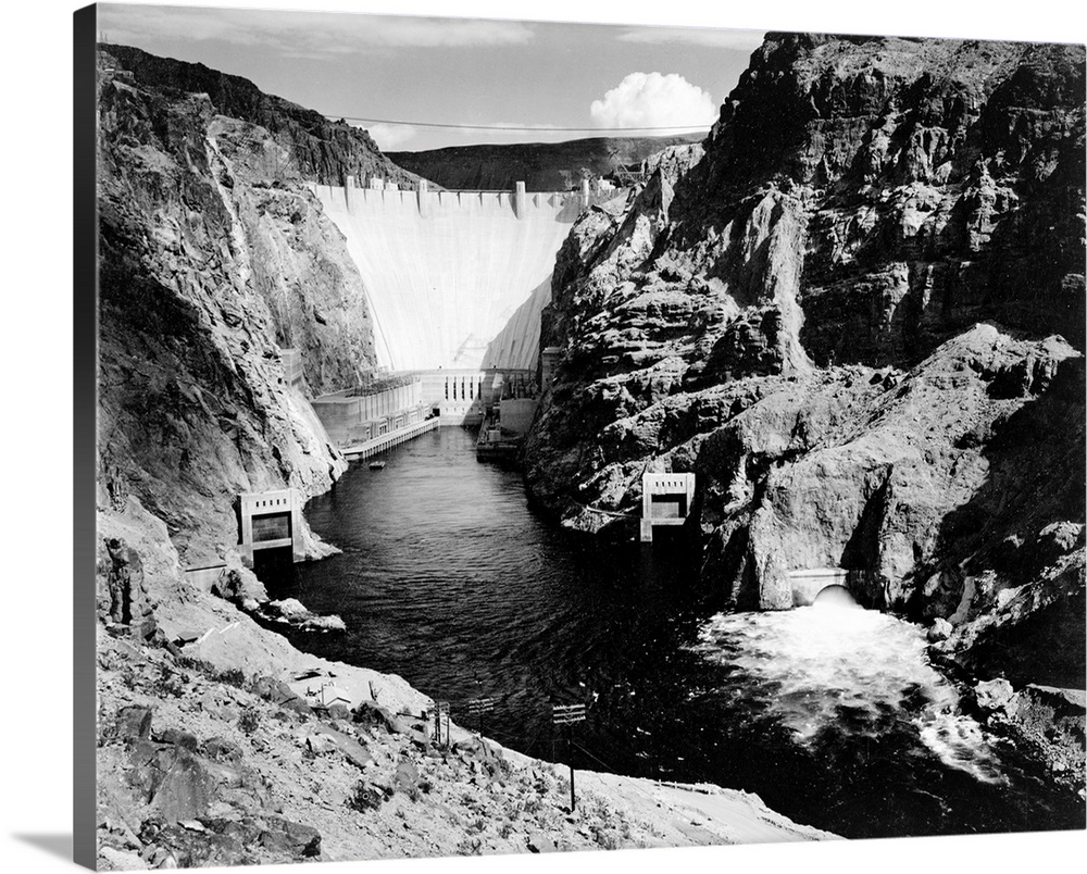 Boulder Dam, 1941, looking down river toward dam.