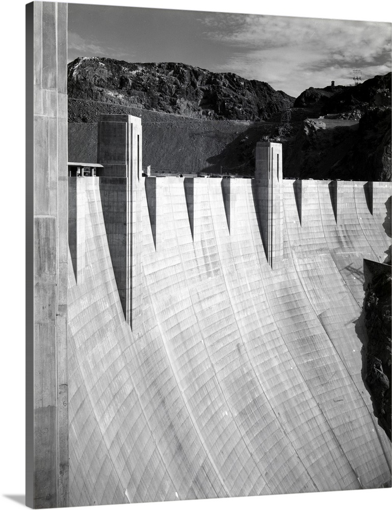 Boulder Dam, 1942, vertical close-up of section of the dam.