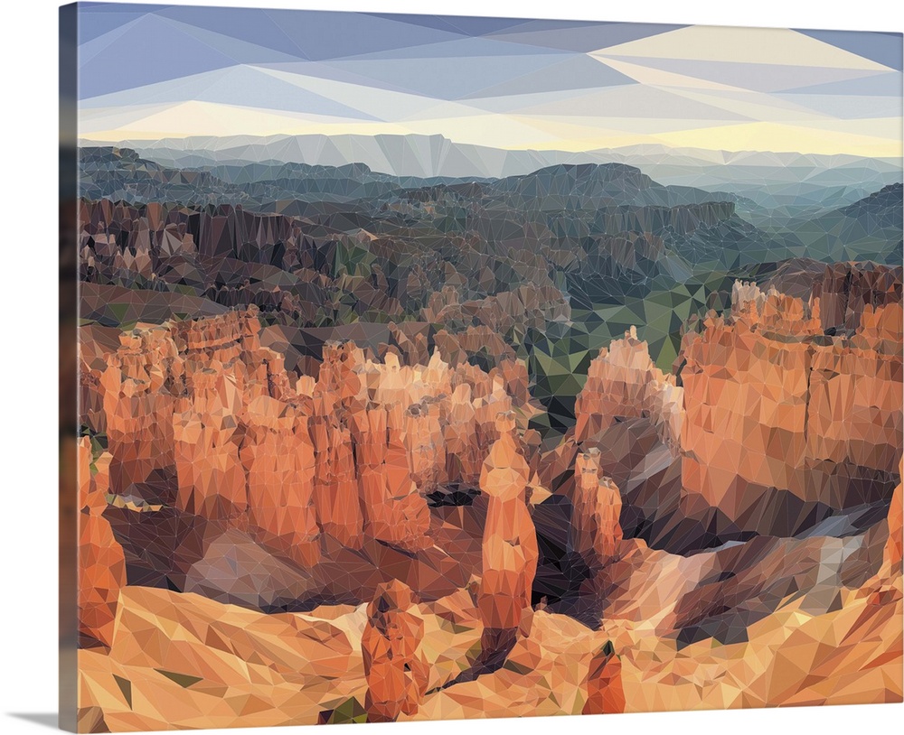 Bryce Canyon National Park in Utah, rendered in a low-polygon style.