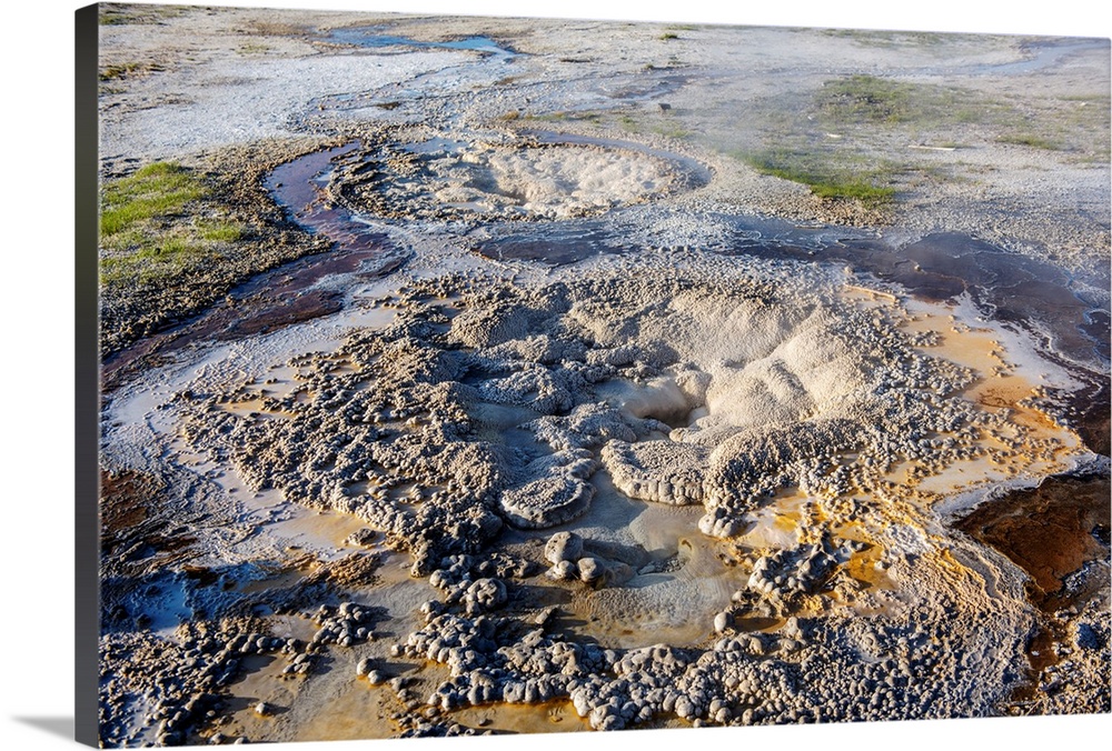 View of a bubbling mud pot in Yellowstone National Park.