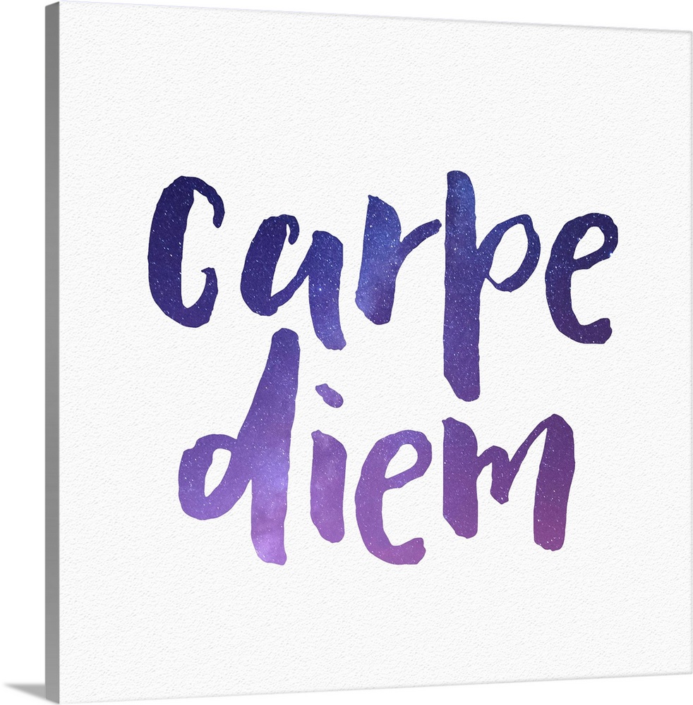 "Carpe Diem" in purple watercolor letters.
