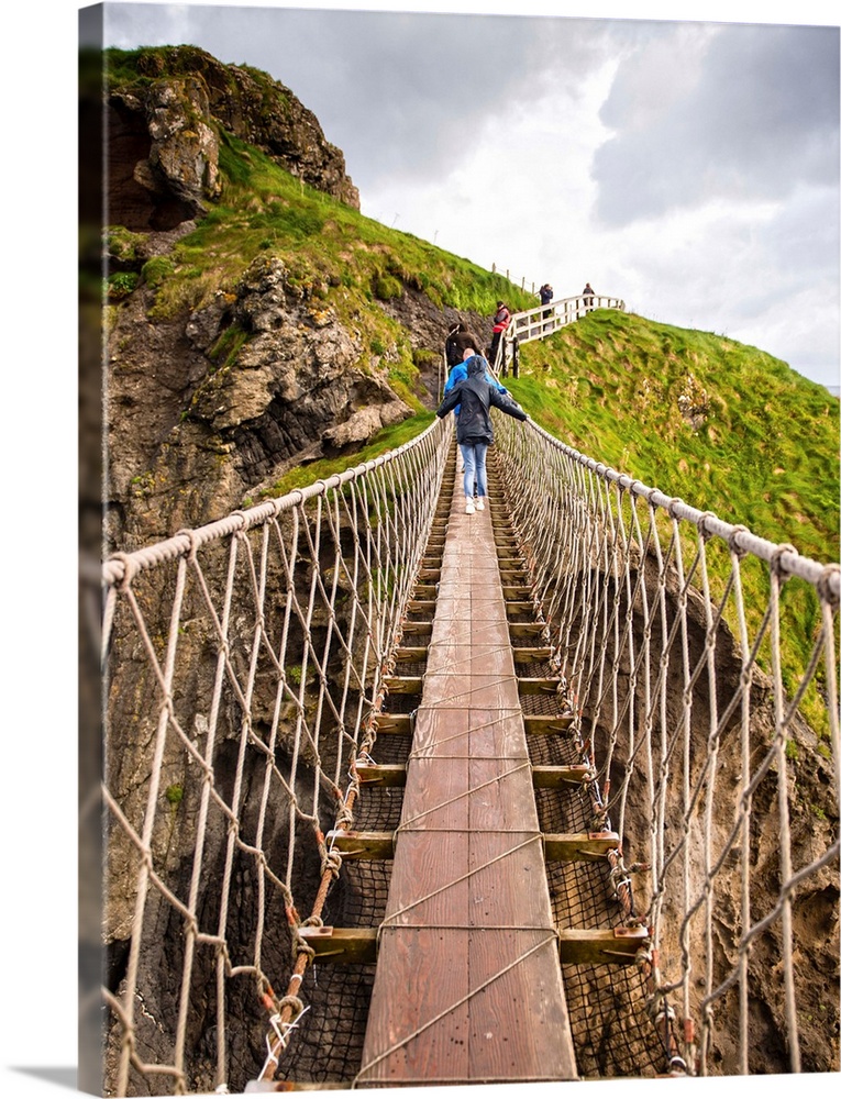 Carrick-a-Rede Rope Bridge, County Antrim, Northern Ireland Solid-Faced  Canvas Print