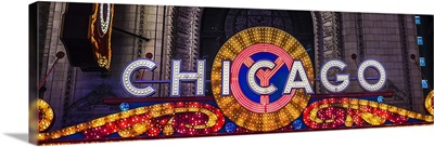 Chicago Theater Marquee at Night