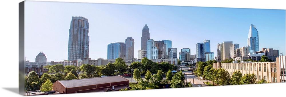 Horizontal image of Charlotte, NC with a blue sky/
