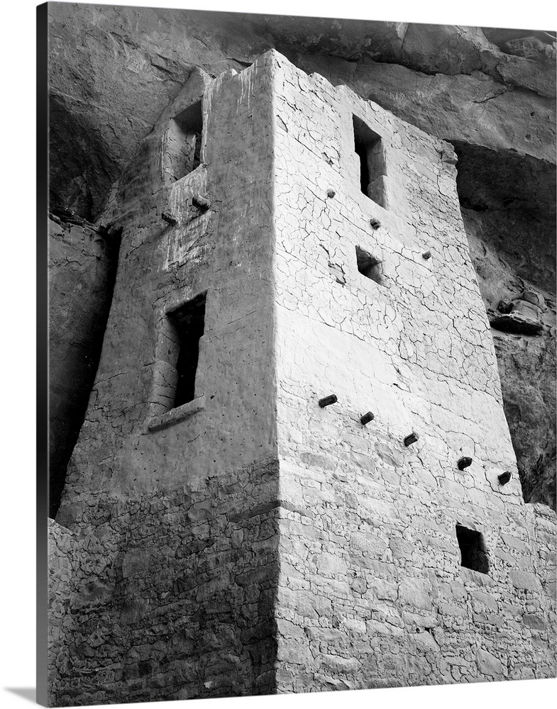 Cliff Palace, Mesa Verde National Park, vertical of tower, taken from above.