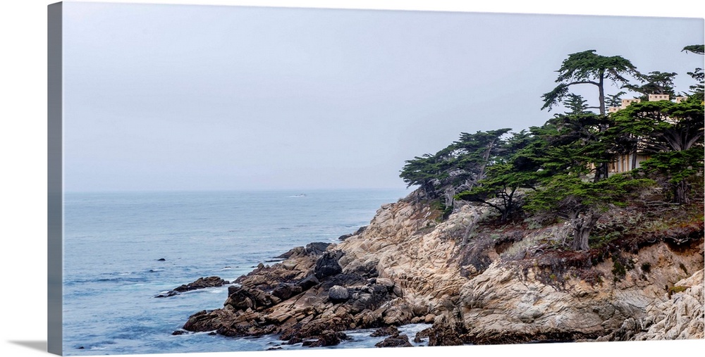 View of coastal rocks at Pebble beach in California.