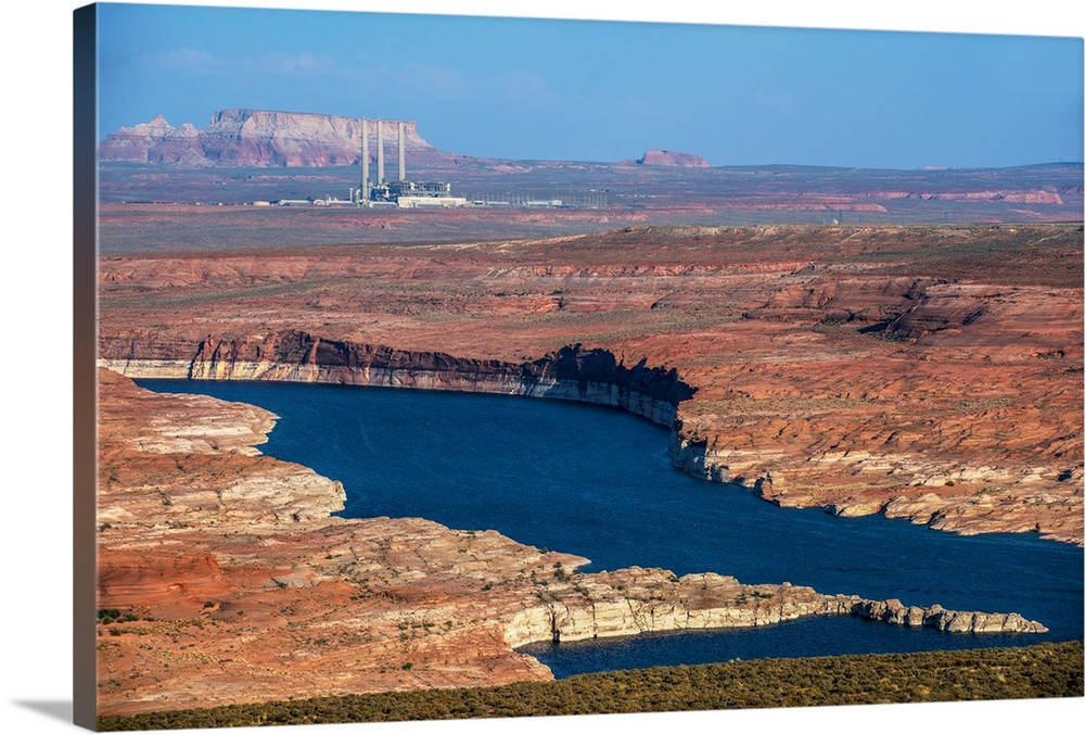 View of Colorado River with Project-Navajo Generating Station in the background in Page, Arizona.