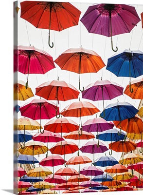 Colorful Umbrellas in Bath, England, UK - Vertical