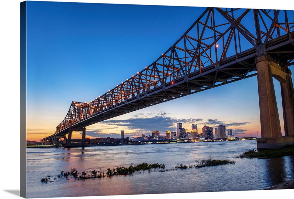 View of Crescent City Connection Bridge in New Orleans, Louisiana.