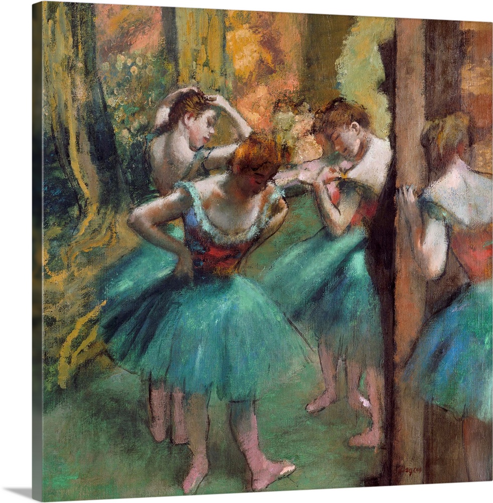 The heavily impastoed surface suggests that Degas worked directly and extensively on this picture, building up passages of...