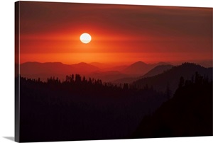 Darkened Red Sky In Sequoia National Park, California image thumbnail