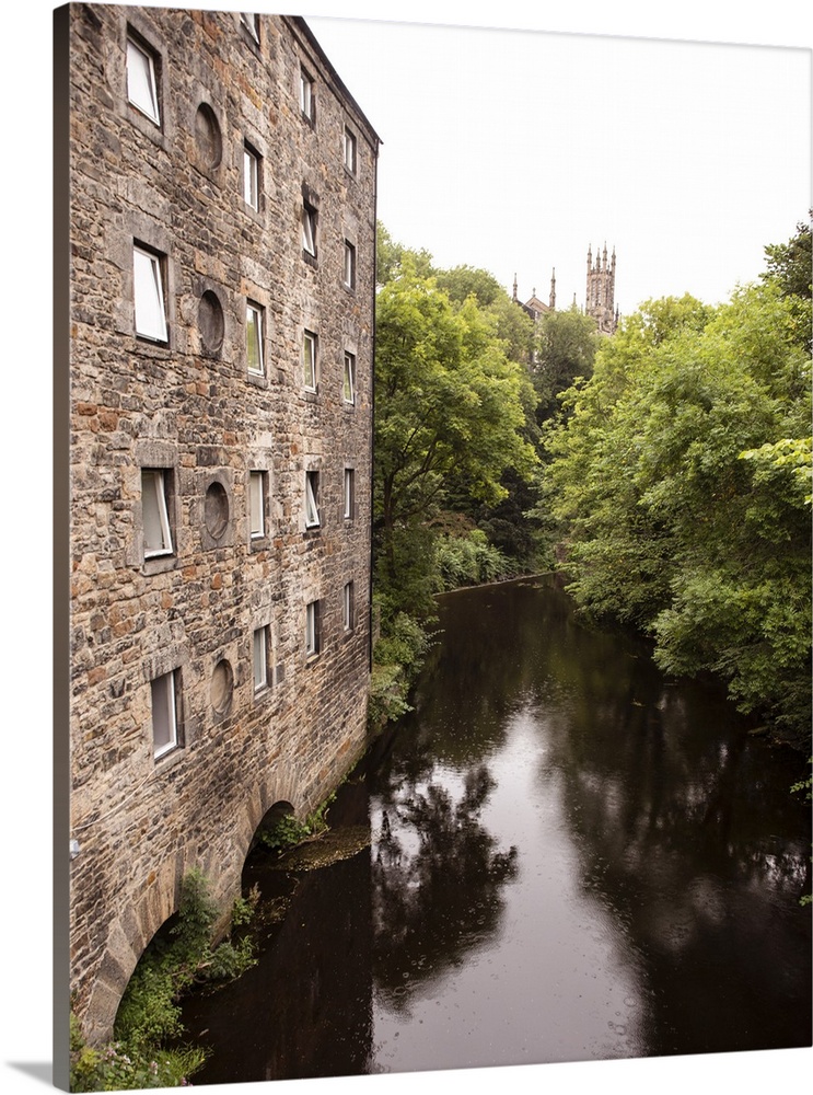 Photograph of the picturesque area in Dean Village on the Water of Leith in Edinburgh, Scotland, UK