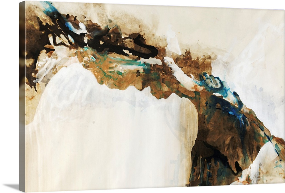 Pastel earth-toned contemporary and abstract painting that portrays the cracks and creases in the earth's surface.