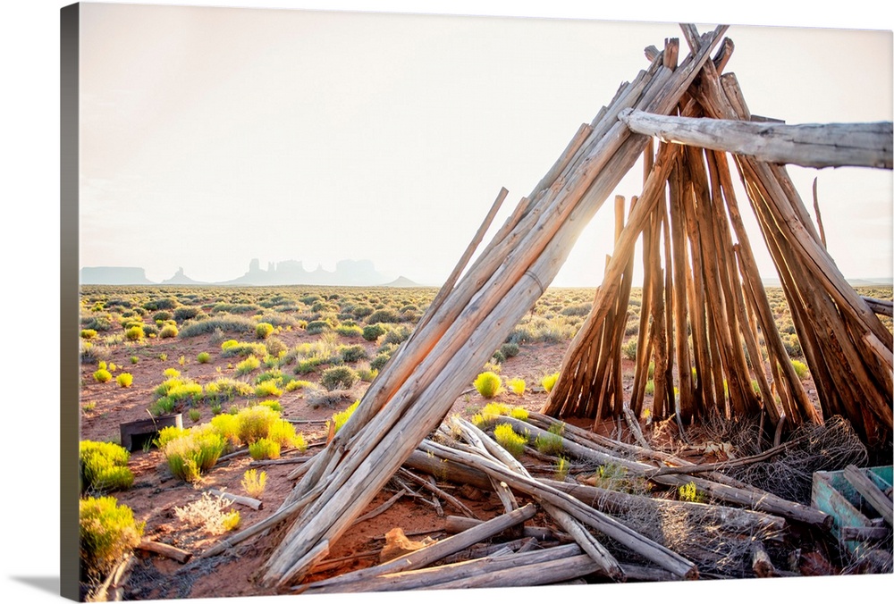 The remains of a derelict Tipi shelter in Monument Valley, Arizona.