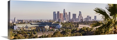 Downtown LA Skyline and Dodge Stadium, Los Angeles, California