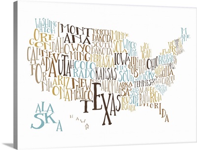 Earth Water US Typography Map