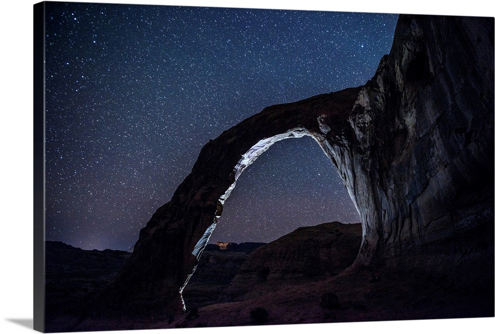 View of the east side of Corona Arch, also known as Little Rainbow Bridge, near Arches National Park in Utah.