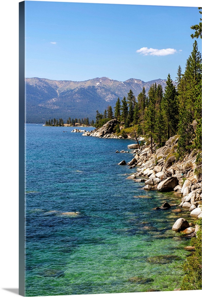 View of eastern shore of Lake Tahoe in California and Nevada.