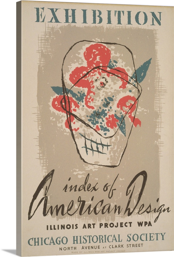 Artwork for WPA exhibition of Index of American Design at the Chicago Historical Society.