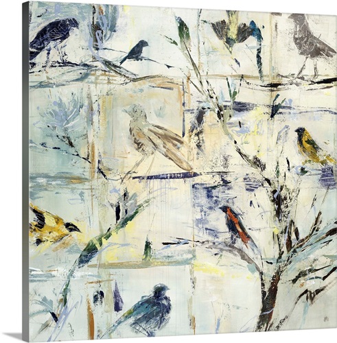 Exotic Aviary Stretched Canvas Print