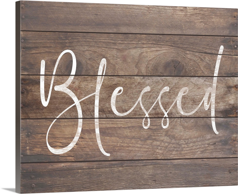 A simple, single word sentiment in white on a rustic board background, perfect for a country or farmhouse decor style.