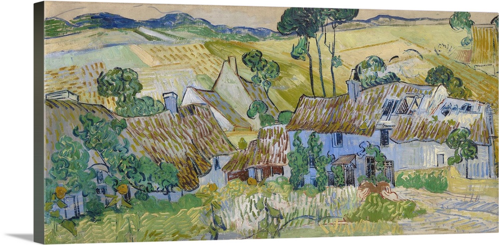 Vincent van Gogh's Farms near Auvers (1890) famous landscape painting.