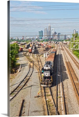 Freight Train With Charlotte Skyline