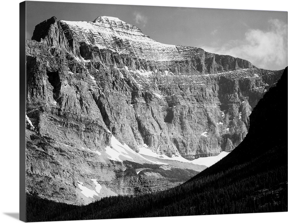 From Going-to-the-Sun Chalet, Glacier National Park, close in view of mountain side.
