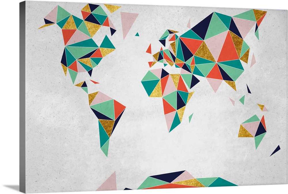 Large geometric abstract illustrated map of the World.