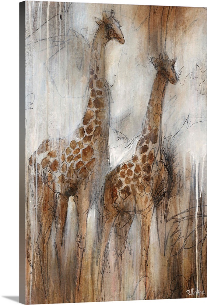 Giraffe Study Wall Art, Canvas Prints, Framed Prints, Wall Peels