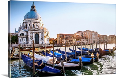 Gondolas in Front of Santa Maria della Salute, Venice, Italy, Europe