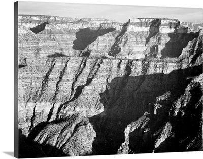 Grand Canyon From N Rim, 1941, Closer View Of Cliff Formation