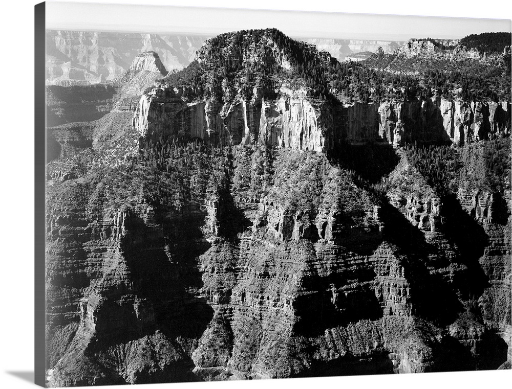 Grand Canyon National Park, close in panorama taken from opposite of cliff formation, high horizon.