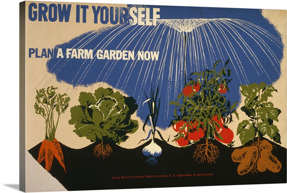 Grow it yourself. Plan a farm garden now. Poster for the U.S. Department of Agriculture promoting victory gardens, showing...