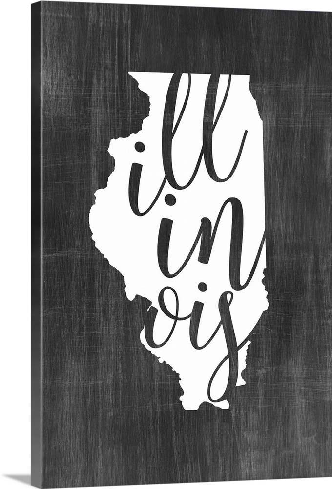 Illinois state outline typography artwork.