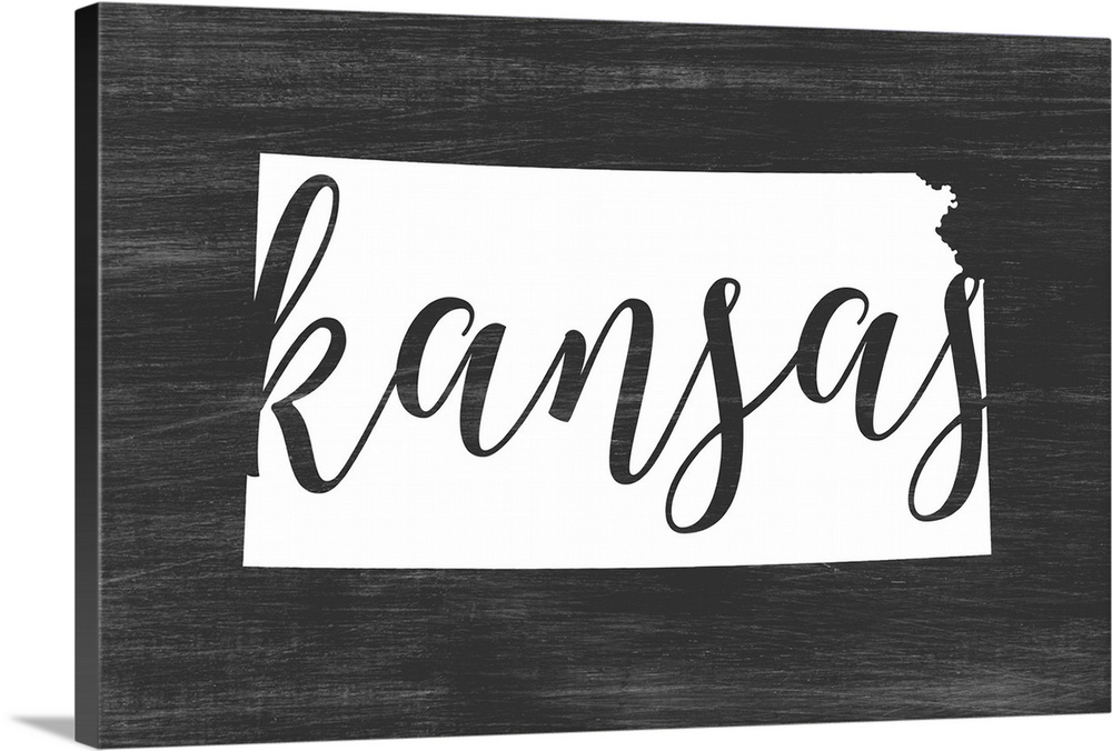 Kansas state outline typography artwork.