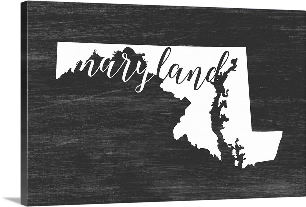 Maryland state outline typography artwork.